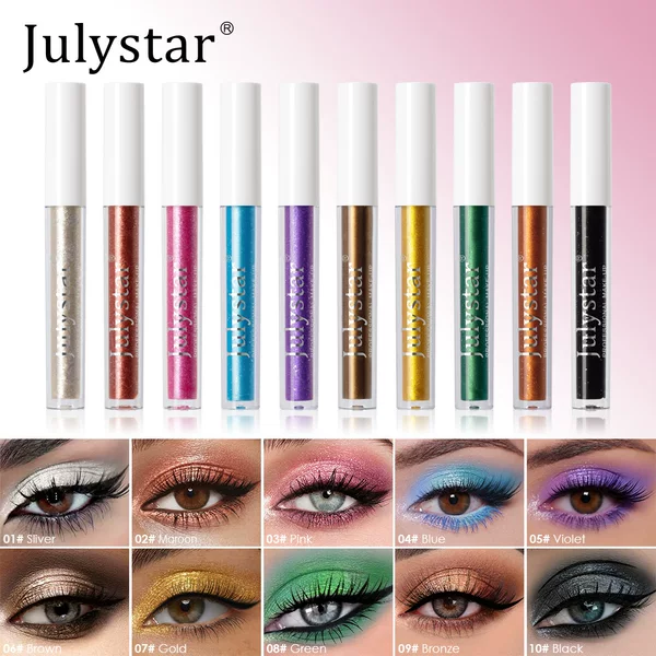 Cross-Border Makeup Colorful Multi-Color Fine Glitter Eye Shadow Wholesale Halloween Party Makeup Long-Lasting Non-Removable Liquid Eye Shadow
