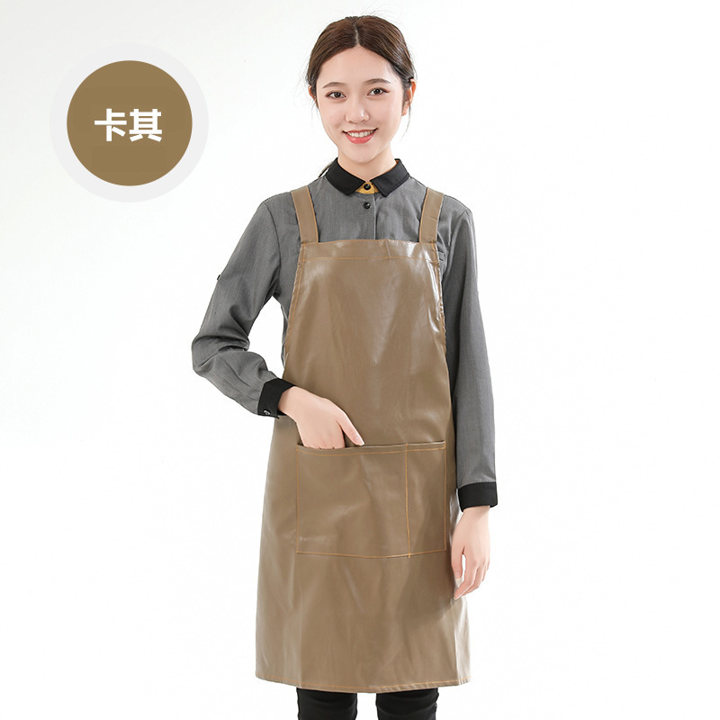 Comercio exterior PU delantal de cuero impermeable a prueba de aceite logotipo personalizado estudio barbacoa hornear cocina delantal hogar al por mayor personalizado