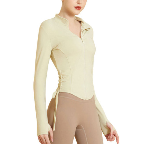 Women's Long Sleeve Fitness Jacket, Stand-up Collar, Tailored Sport Coat for Autumn/Winter, Outdoor Morning Run, Yoga Top with Zipper