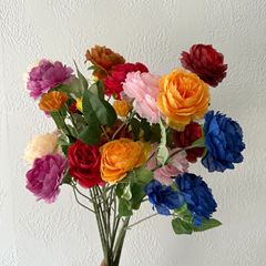 3-Head Ocean Peony Wedding Artificial Flower Centerpiece Entrance Pathway Floral Background Wall Decor Fake Flower Outdoor Arrangement Artificial Flowers