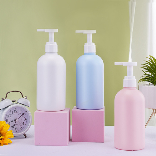 500ml round shoulder shampoo press shower gel bottle PE press wash and care hand sanitizer bottle shampoo plastic bottle
