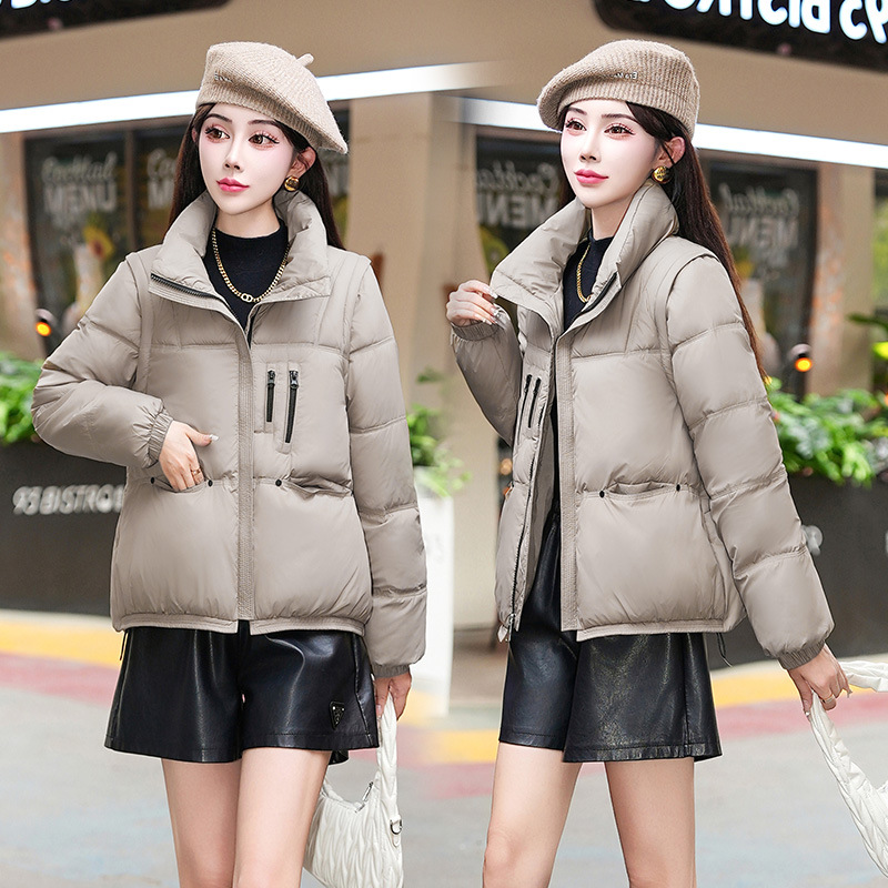 Cara brillante desmontable mangas plumón abrigo de algodón mujer corto nuevo estilo coreano ropa de pan de invierno chaqueta de algodón de estudiantes image 1