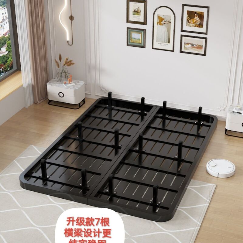 Modern Minimalist Iron Bed Without Bedside Table for Master Bedroom, Princess Bed for Rental Room, Single or Double Encrypted Steel Frame Bed