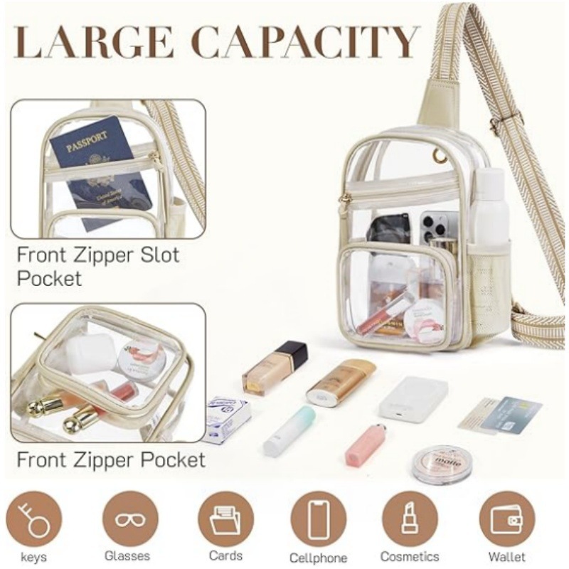 Bolso transparente en stock bolso de pecho bolso de hombro transparente bolso de cintura bolso de cintura bolso de cintura colorido bolso de banda lateral