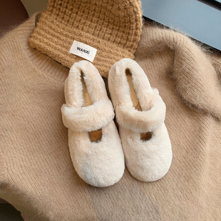 Wool version ~ plush shoes women's outer wear fleece-lined warm Chanel style soft bottom loafers 2023 autumn and winter cotton shoes