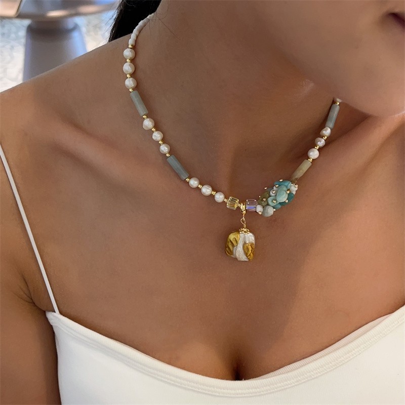 Luz de lujo personalidad barroco irregular rosa piedra de agua dulce perla pulsera temperamento femenino drawable grava pulsera