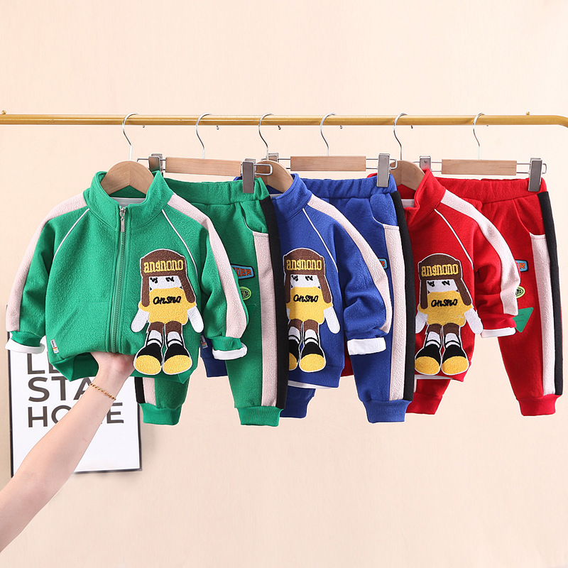 Kinder 2022 Frühling und Jungen Herbst Neue Produkt Cartoon Brief Puppe Gespleißt Baseball Anzug Zwei Stück Set_voghion.com