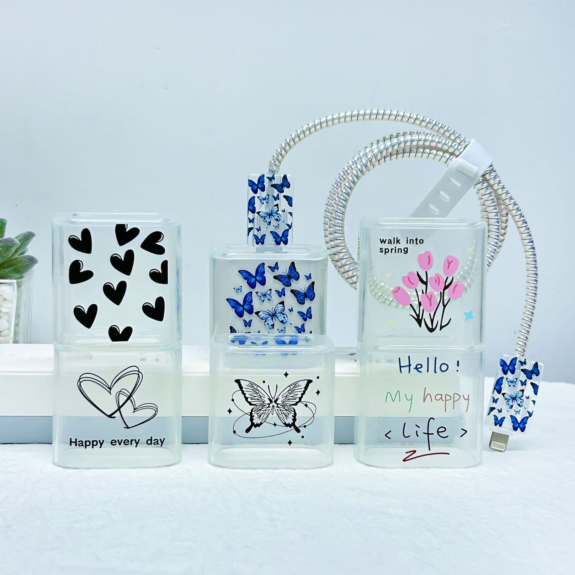 Funda protectora transparente para cargador Apple de 20/18W, protector de cabezal de carga, protector de cable para cable de datos 16/15, vida útil.