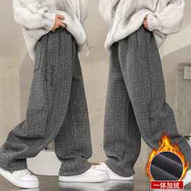 2025新款男童裤子加绒款儿童冬装运动裤中大童时尚长裤男孩休闲裤