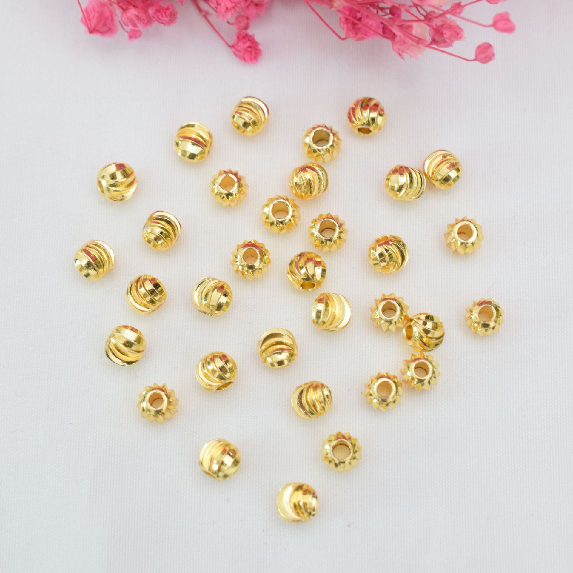 18K oro envuelto en color-preservar sandía granos espaciador granos lote flor calabaza cuentas DIY pulsera Collar Cuentas joyería accesorios cobre cuentas