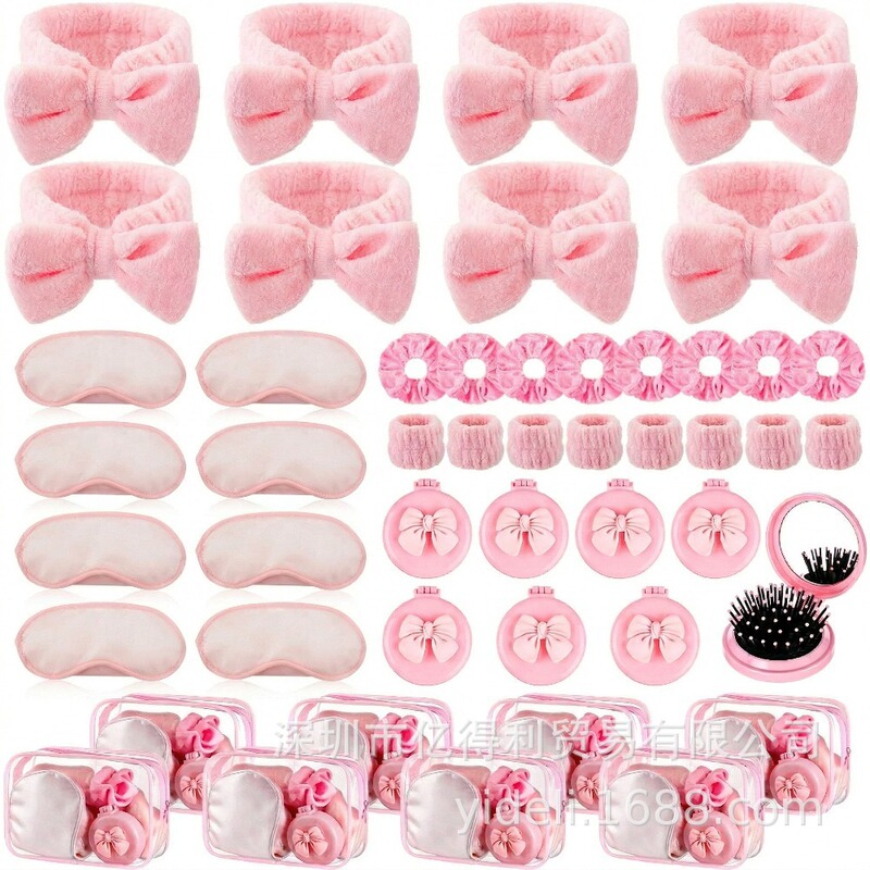 Cross-Border Bowknot Mirror Comb Spa Party Gift Set Wedding Party Bridesmaid Gift Birthday Pajama Party