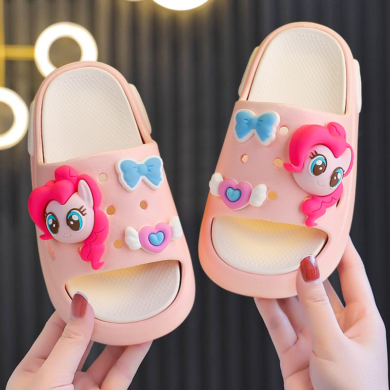 Pony Baoli verano nuevo estilo EVA para padres e hijos arrastre casa al aire libre lindo baño de dibujos animados baño sandalias y zapatillas antideslizantes