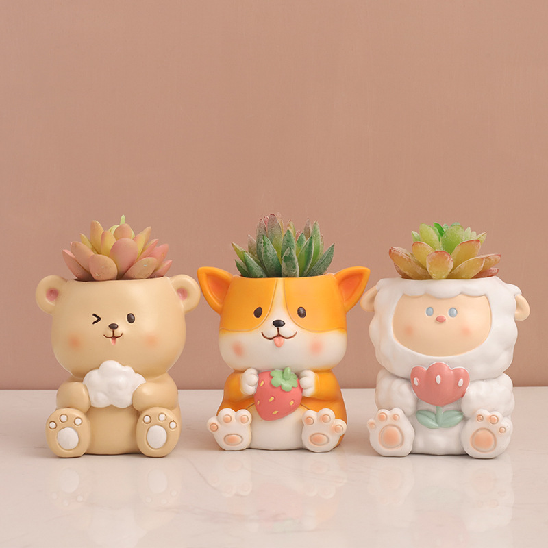 Chậu Cây Resin Chậu cây mọng nước hình động vật resin, chậu mini trang trí nhà, văn phòng, ban công và sân vườn (RG-86)