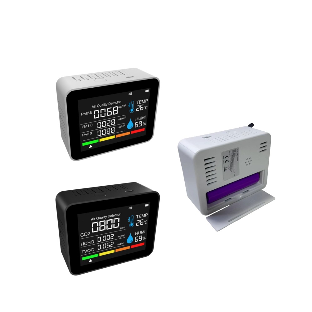 Calidad del aire 10 en 1, detector de gases PM2.5, CO2, TVOC Formaldehído, temperatura y humedad, detección de polvo