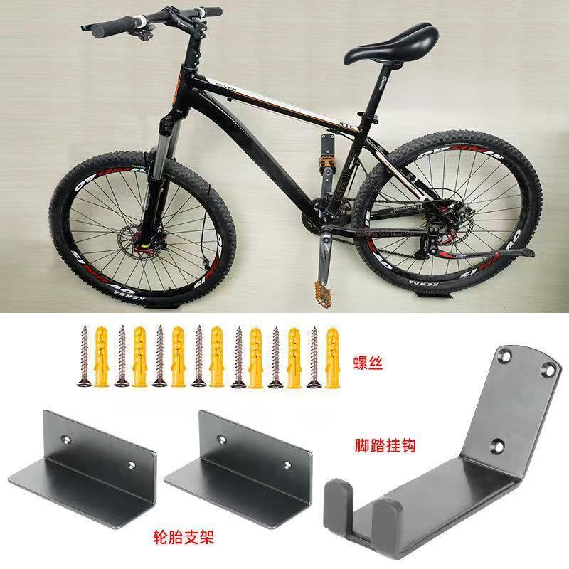 Bicycle Wall-Mounted Rack for Road and Mountain Bikes, Thickened Indoor Parking Rack with Fixed Hooks