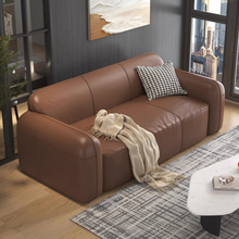 意式轻奢真皮沙发客厅组合三人位现代简约客厅休息区酒店大堂沙发