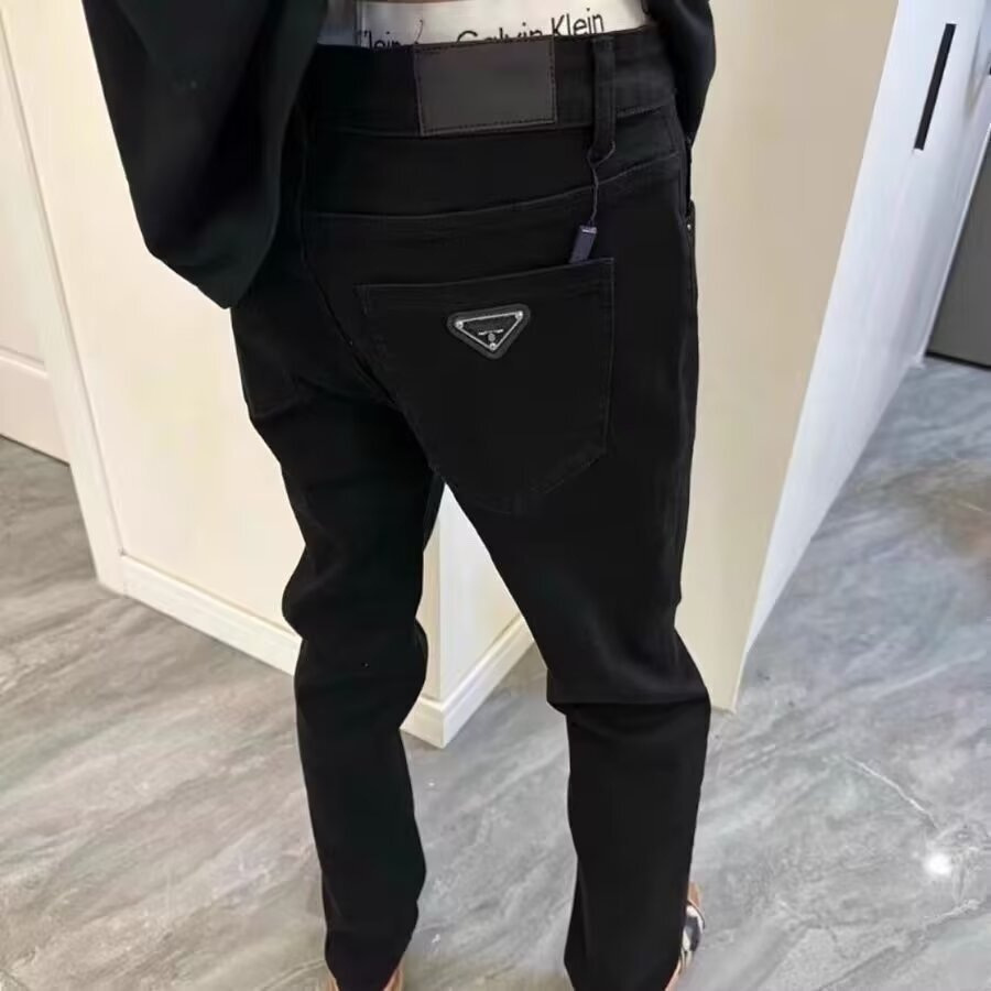 Duffy Handsome American Style High Street Denim Black Slim-fit Casual Pants Men's Autumn and Winter Thickened Trendy All-match Casual