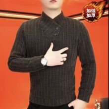 方巾领男士卫衣加绒加厚秋冬季新款保暖长袖休闲宽松时尚高级感