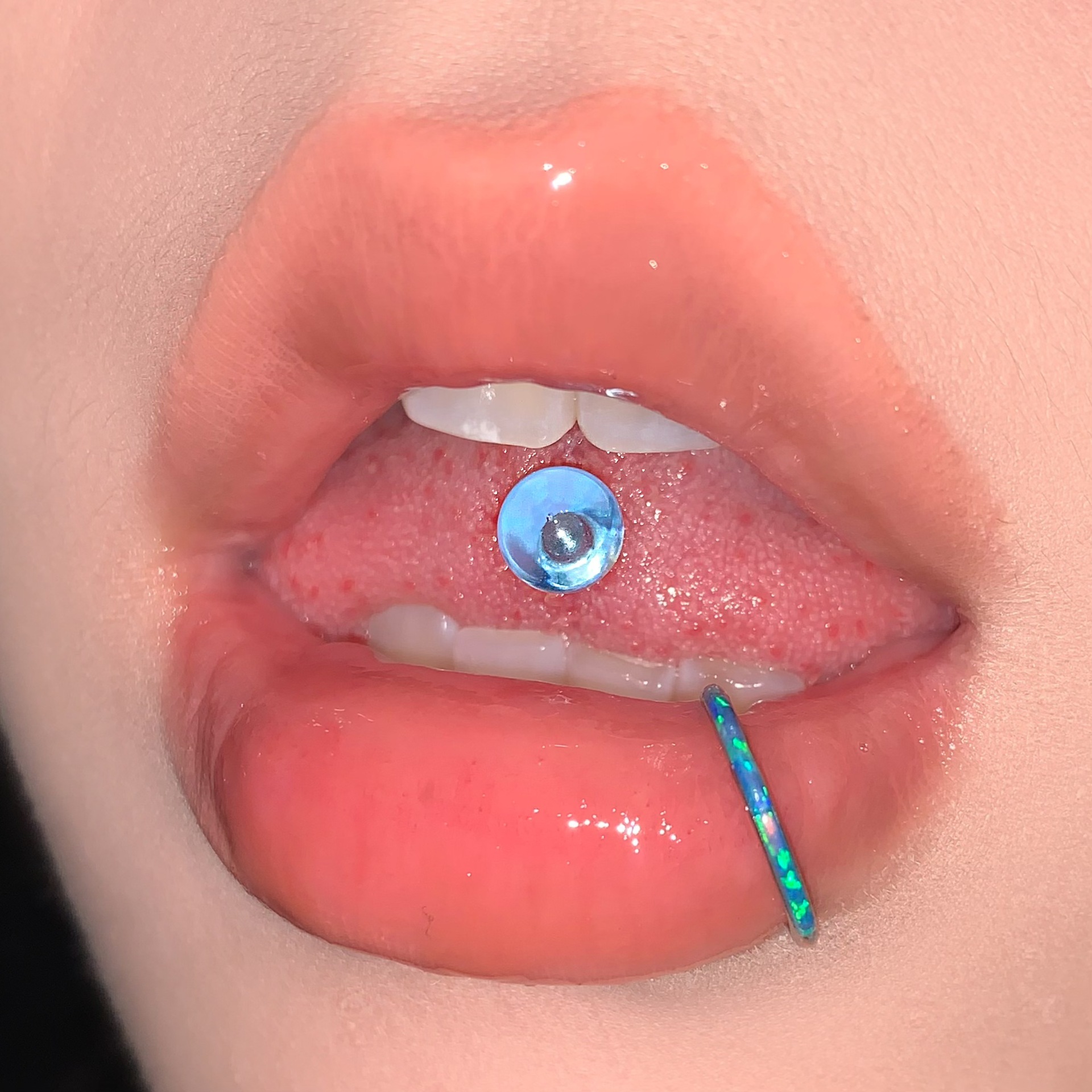 Deep Pink Acrylic Tongue Barbell 18mm 1.6mm External Thread 316L Surgical Steel Tongue Piercing Jewelry detail image 10