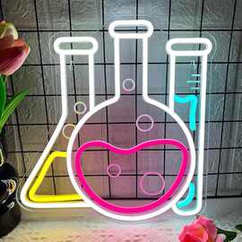 跨境亚马逊化学课堂 霓虹灯用于实验室化学瓶 LED 灯标志发光灯牌
