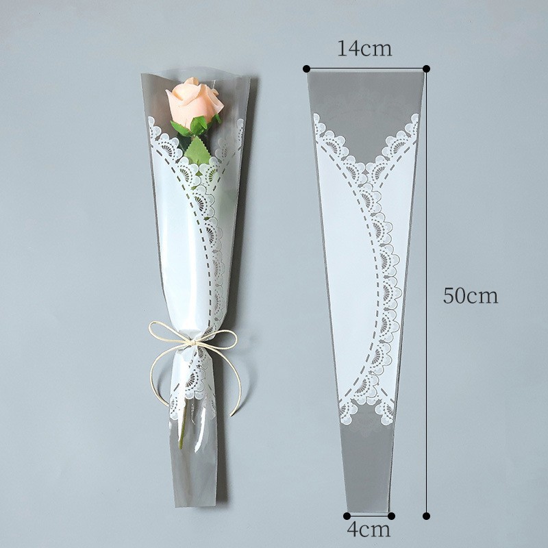 Bolsa de embalaje de flores, bolsa individual de rosas, tienda de flores, bolsa de embalaje de ramo transparente diy, bolsa de ramo opp impermeable de alta gama