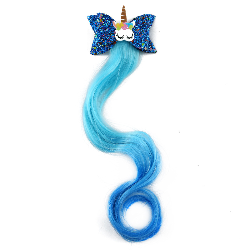 Fábrica DE LOS NIÑOS unicornio horquilla niñas arco brillante trenzado rizado peluca extensión del pelo princesa Dress Up