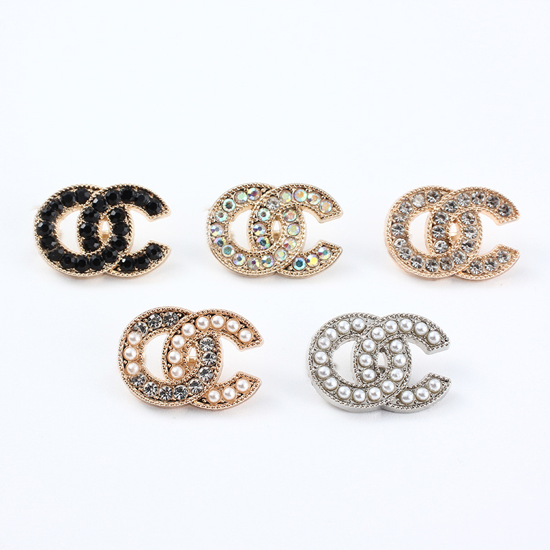 英文字母纽扣金属镶钻手缝扣链条装饰扣标牌衬衫外套配件钻扣钮扣