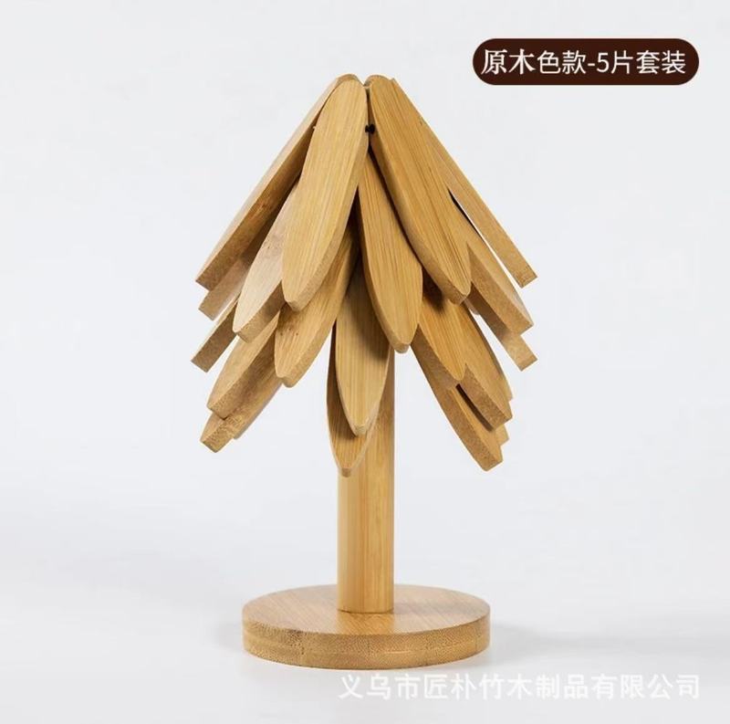 一棵树防烫隔热垫家用创意圣诞树摆件餐桌垫高级感楠竹砂锅垫杯垫|undefined