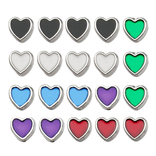 1 Golden Peach corazón en forma de corazón hecho a mano accesorios de joyería de bricolaje perforado 8mm amor espaciador perlas de aleación de aceite de gota perlas planas