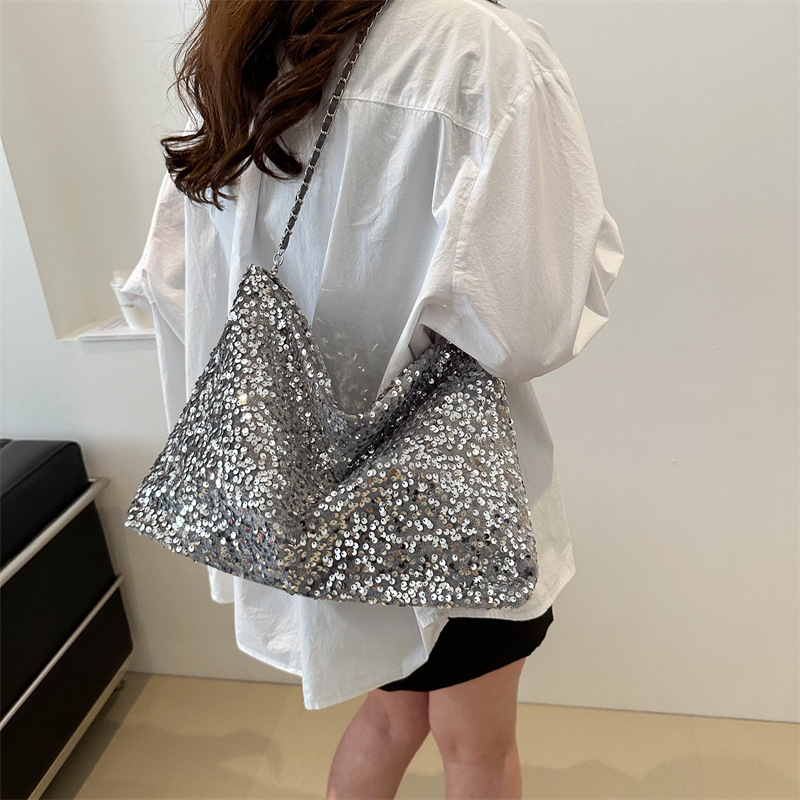 Fashion Sequin Chain Bag - White
