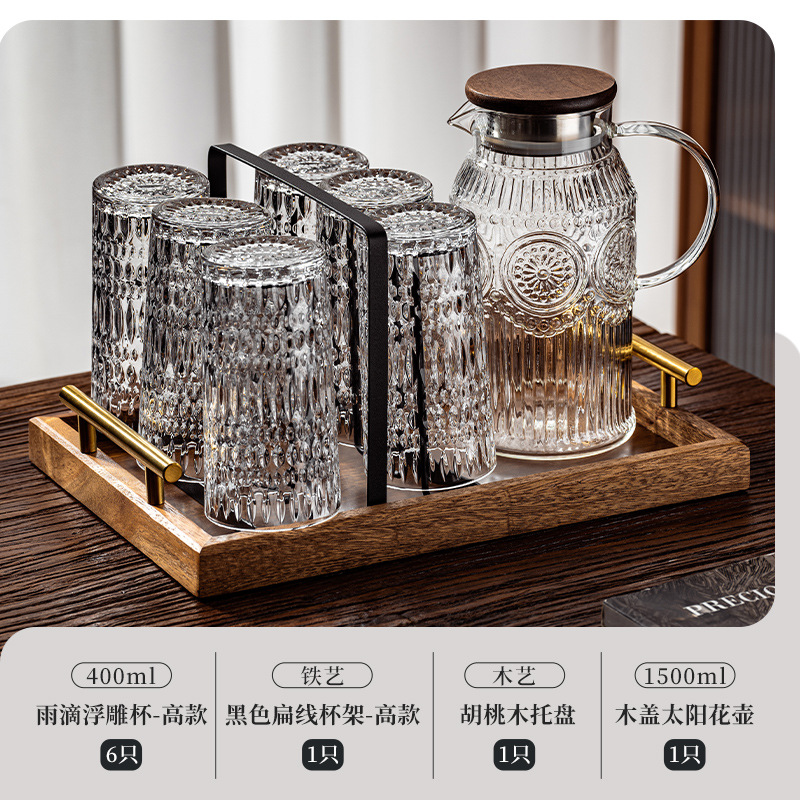 Taza de agua de vidrio en relieve con un conjunto de alta calidad de té para beber jugo de cerveza tazas de café
