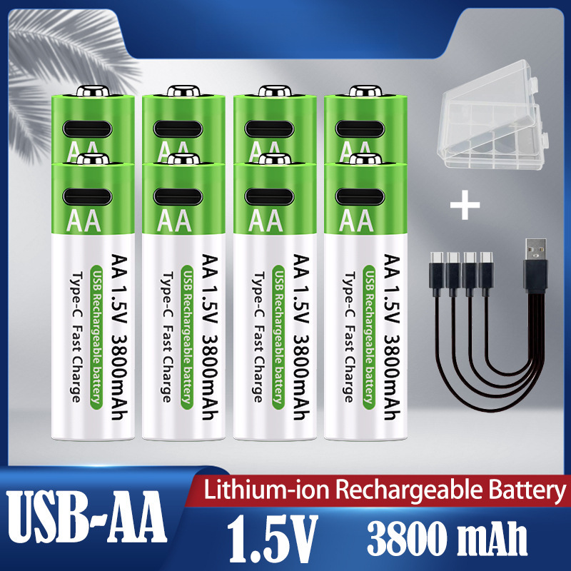 Li-Ion Aa Rechargeable Battery USB Lithium-Ion 3800Mah 1.5V Aa Rechargeable Battery + Data Cable Li-Ion Aa Rechargeable Battery USB Lithium-Ion 3800Mah 1.5V Aa Rechargeable Battery + Data Cable
