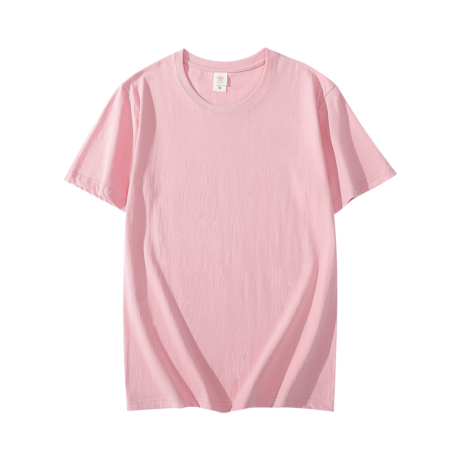 2025 Xinjiang algodón puro de fibra larga 180g cuello redondo hombres y mujeres color puro camisetas de manga corta ropa casual versátil de manga corta al por mayor