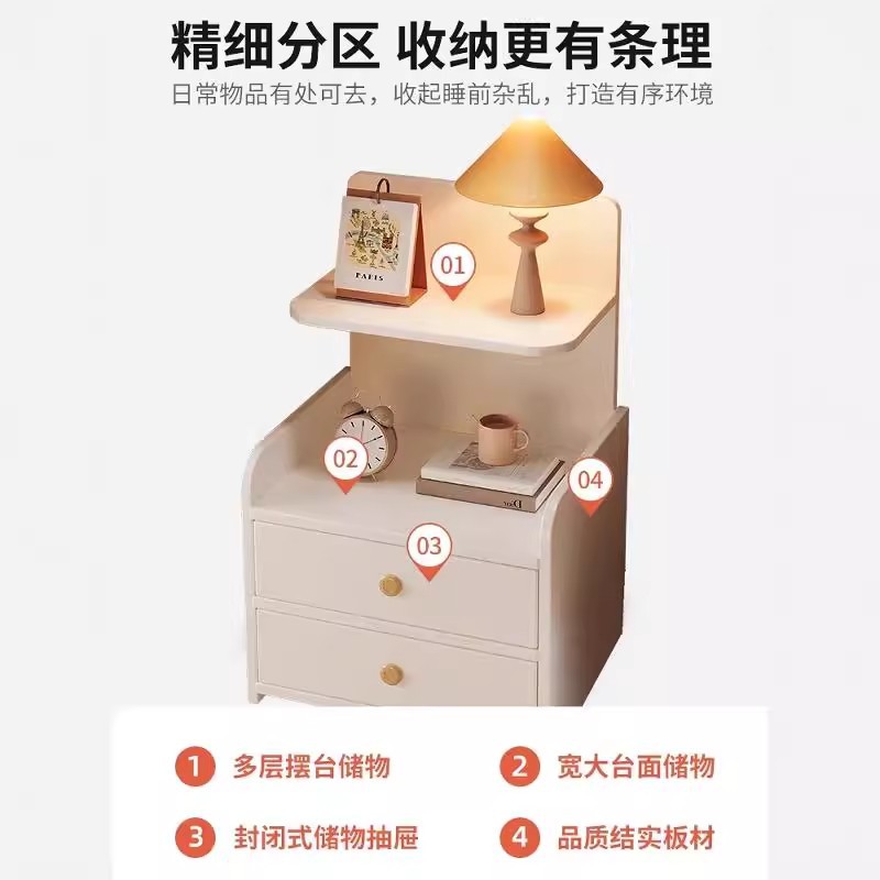Mesa de cabezal de cama pequeña y simple, gabinete de almacenamiento de la cama del dormitorio doméstico moderno, estante de almacenamiento de alquiler creativo