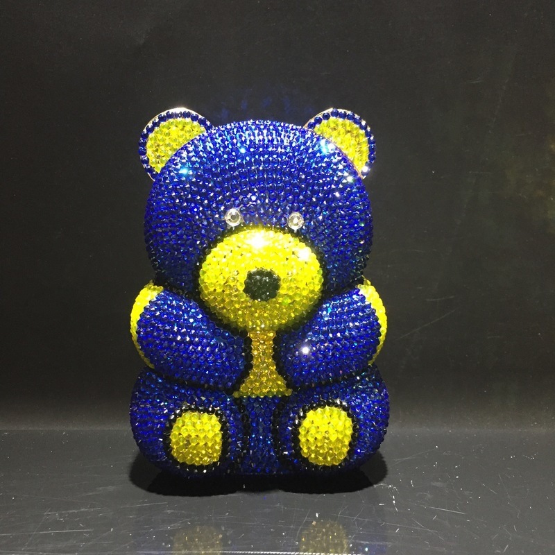 BL105 Bears bolsa de diamante de dibujos animados cristal lleno de diamantes bolsas de cena bolsas de diamantes hechas a mano bolsas de mano de mujer bolsa amarilla