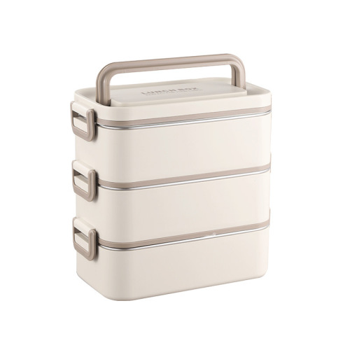 Japanese-style 304 stainless steel lunch box double-layered rectangular portable lunch insulated fast food box for office workers and students
