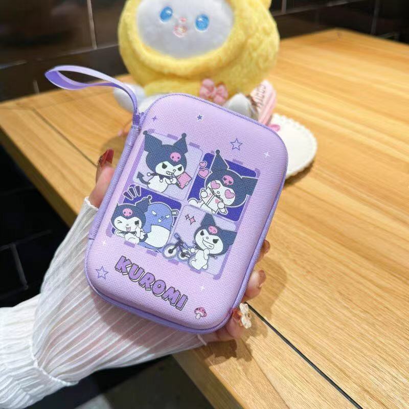 Cartoon nueva bolsa de almacenamiento de auriculares linda rectangular de dibujos animados, cargador de monedero grande, cable de datos, caja de almacenamiento de bolsa larga