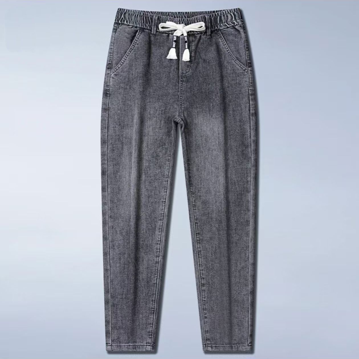 boy Spring Summer Elastic Thin Men's Jeans With Drawstring Loose Soft Casual Versatile New Style Pants_voghion.com