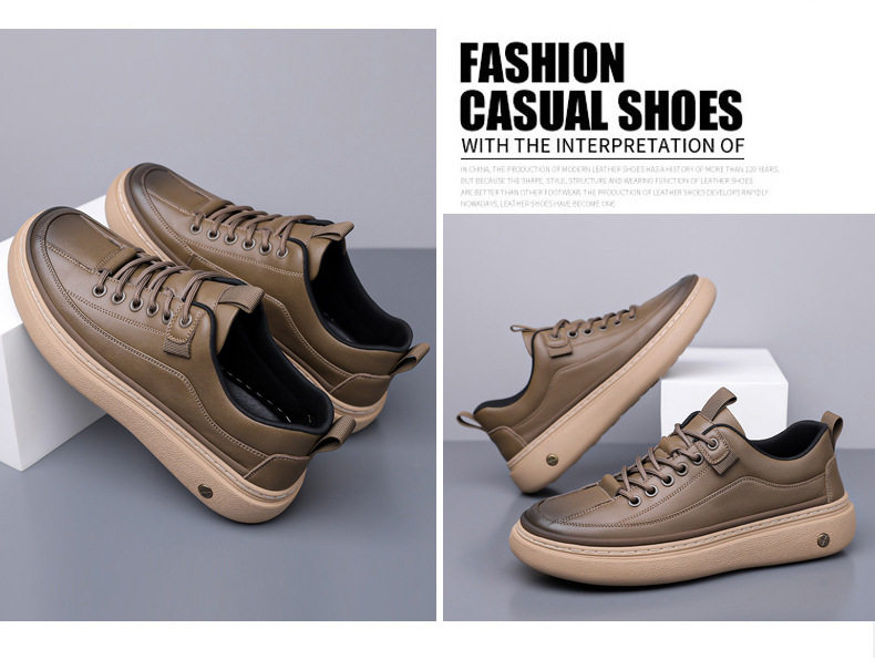 Giày da nam sneaker cổ thấp phong cách retro, đế cao su, dây buộc, phù hợp đi chơi và lái xe — GX1617 màu nâu, GX1617 màu đen chi tiết 16