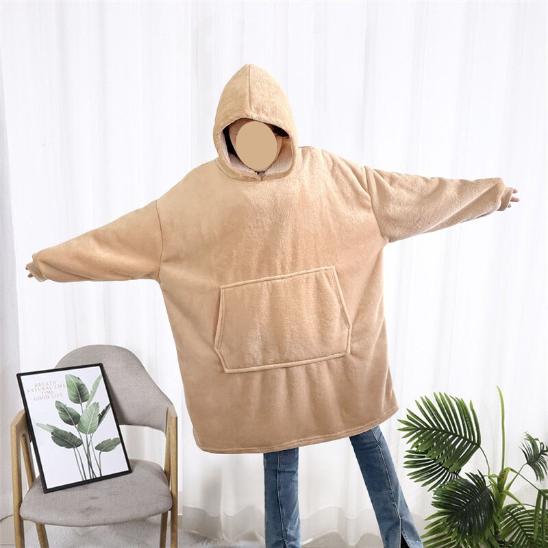 Huggle hoodieクロスボーダー750自宅で毛をつかんで帽子をかぶっている怠け者の寝衣のパジャマの外でテレビの毛布を着ます。|undefined