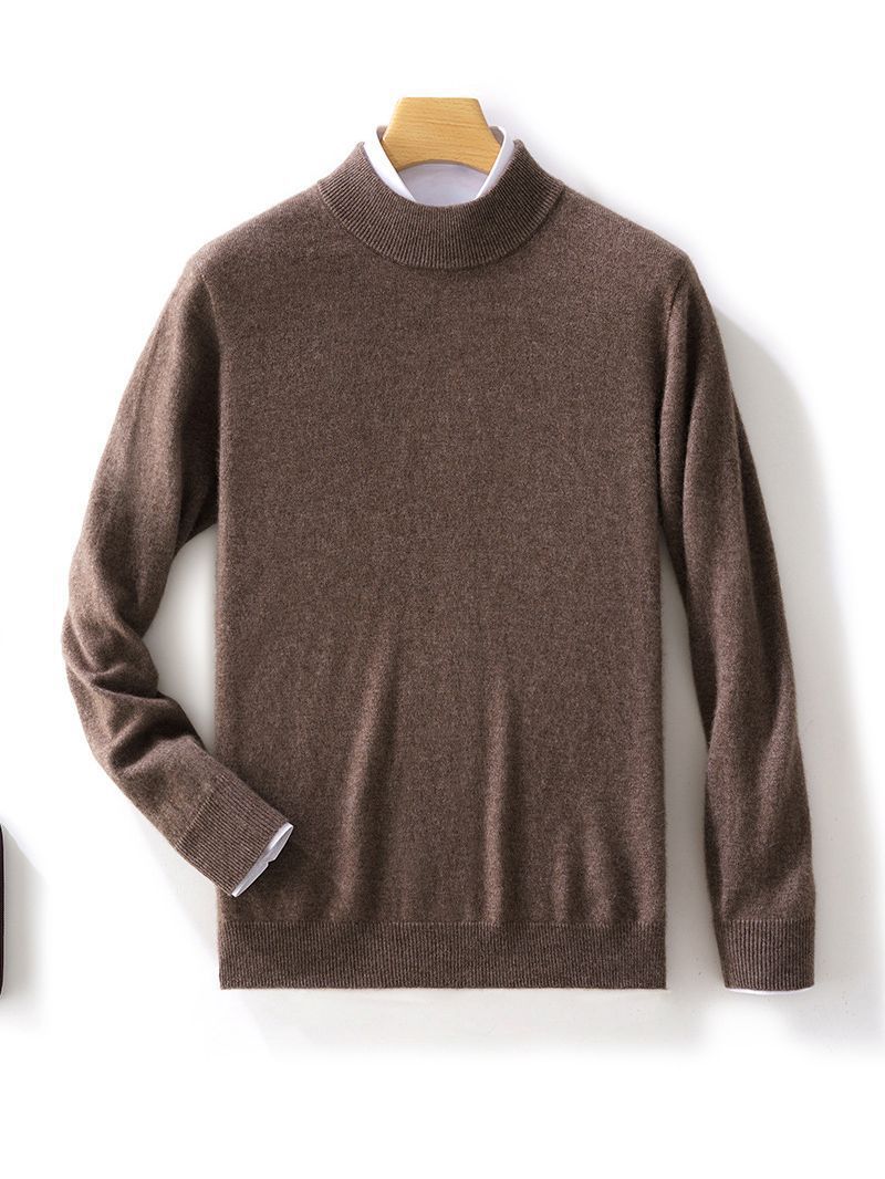 Men's demi-season solid woolen knitted base body-friendly sweater