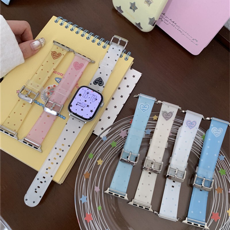 Jelly Heart Silicone Strap Suitable for Apple S10 Watch S11Iwatch9 Women's Model Applewatch876Se