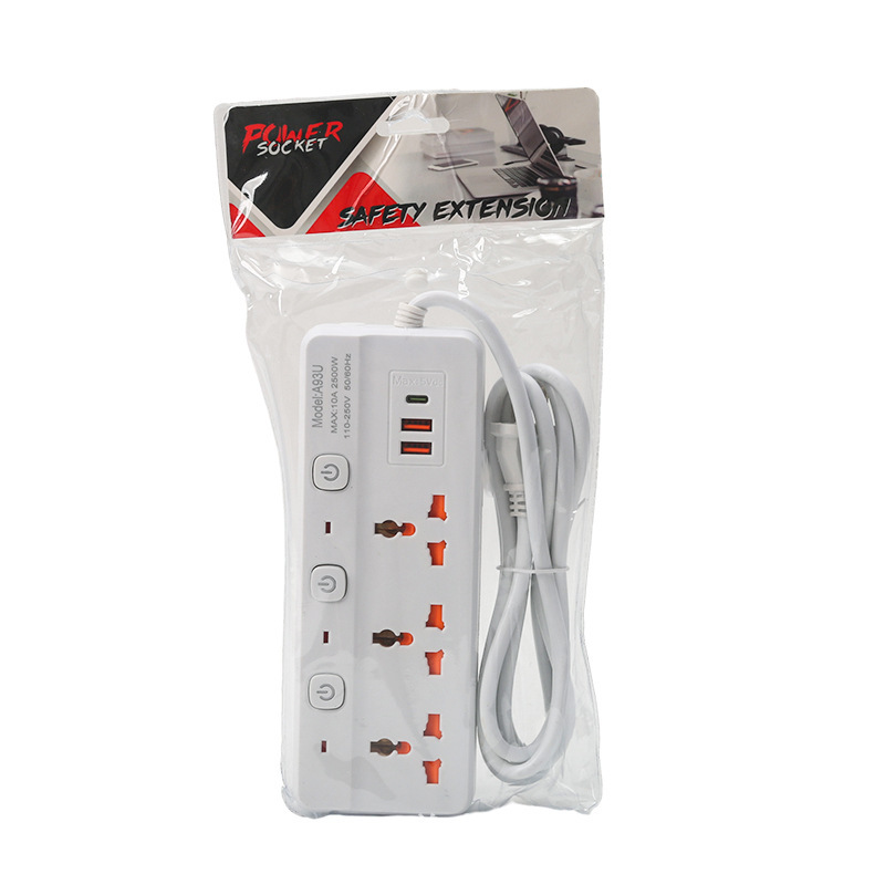 2US + 1PD con puerta de seguridad multicolor multi-indicador multi-interruptor toma de corriente de comercio exterior estándar británico estándar europeo estándar americano blanco y negro