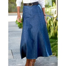 V 60345LPlus size denim maxi skirt ����ţ�г�ȹ�羳