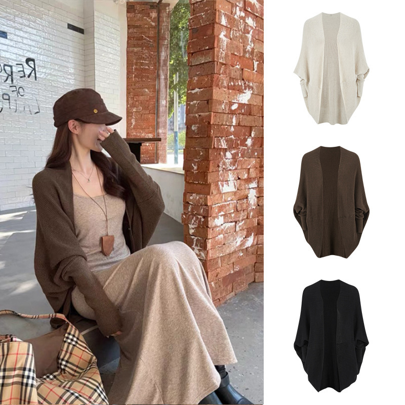 Vintage Coffee-Colored Long-Sleeve Knit Cardigan for Women, Versatile and Chic Casual Mid-Length Sweater Coat for Summer Vintage Coffee-Colored Long-Sleeve Knit Cardigan for Women, Versatile and Chic Casual Mid-Length Sweater Coat for Summer
