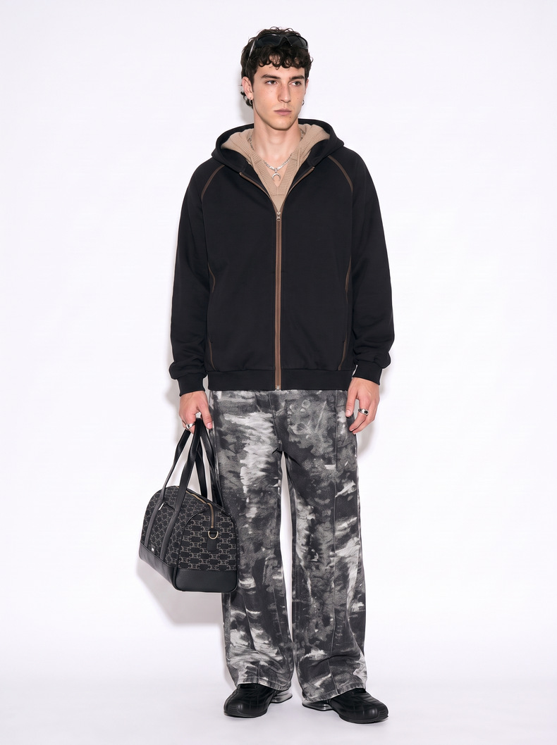 Inflation 325g Fleece Color-Block Zip Hoodie