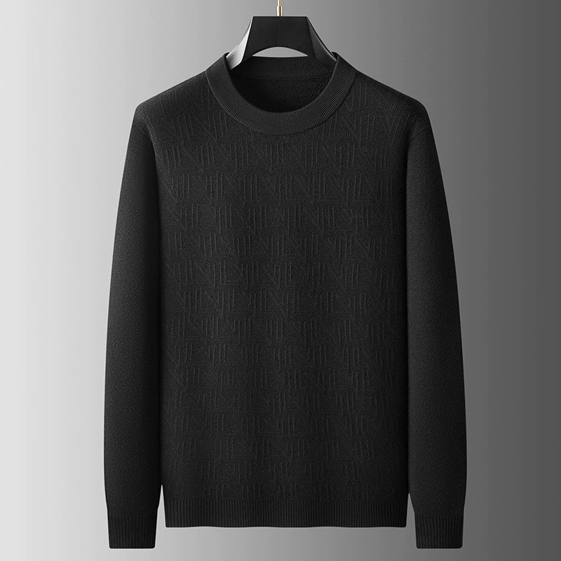 Толстяк брат 2024 толстый парень с круглым вырезом жаккардовый свитер с длинными рукавами смешанный вязаный свитер мужской осенний и зимний