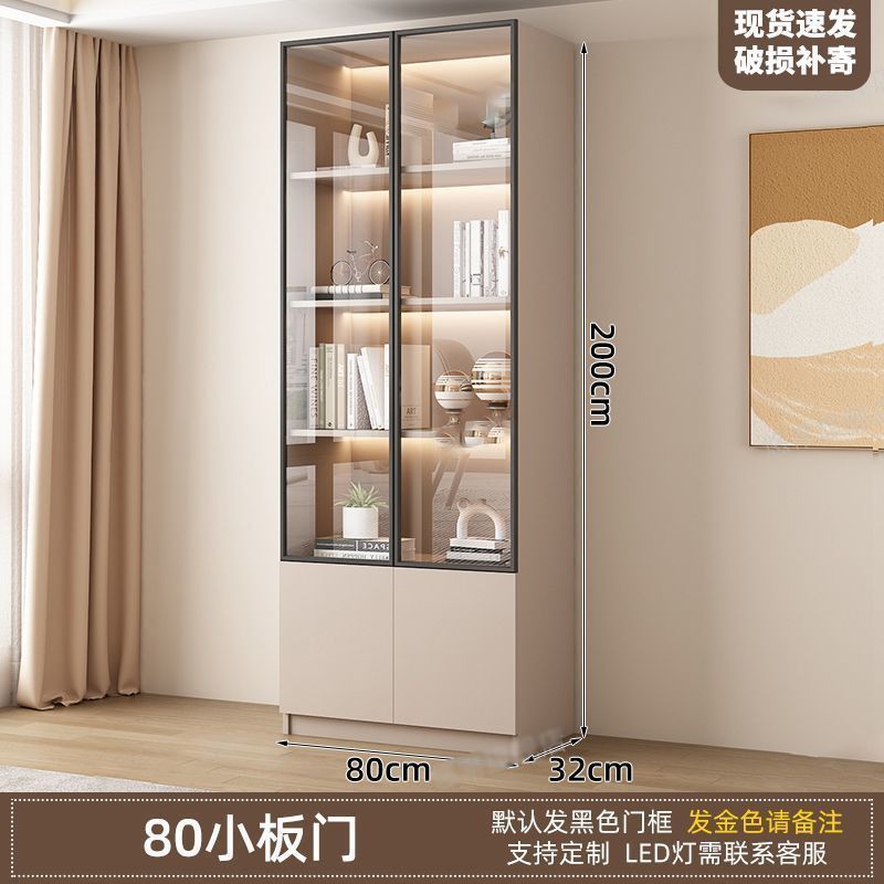 新中式书柜一门到顶加高客厅带玻璃门展示储物柜家用书房门墙书架|undefined