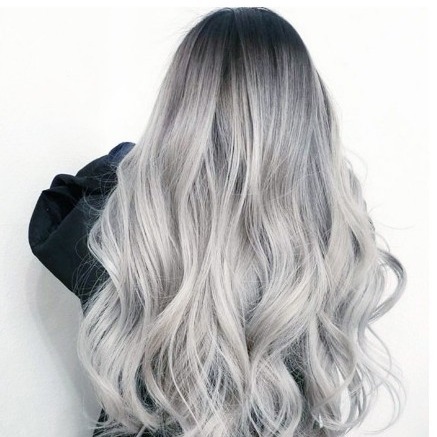 Wig COS gray gradient women's wig wholesale cross-border anime European and American wig bleaching and dyeing medium long curly hair