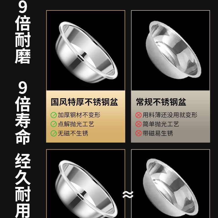 ステンレス洗面器家庭用キッチン食品級揉み面と洗面器の大きい洗面器は商用植木鉢の特大を厚くします。|undefined